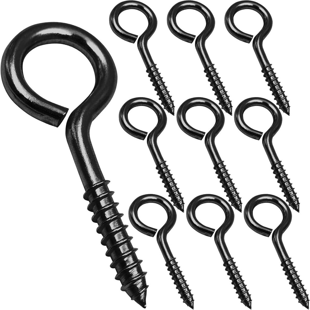 Oogbouten Heavy Duty Schroefhaken RVS Zwart - 6,3 cm