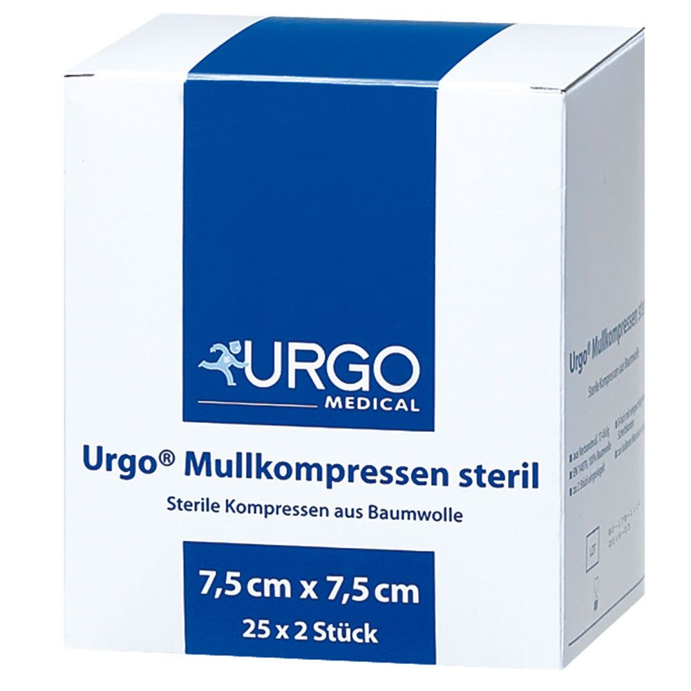 Urgo Mullkompressen 7,5x7,5 cm steril 25x2 St Kompressen