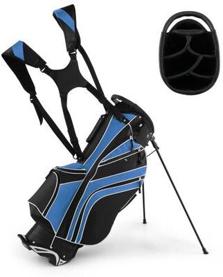 Costway Golf Stand Cart Bag with 6-Way Divider Carry Pockets-Blue