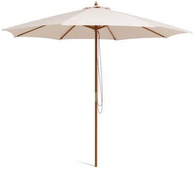 Costway 10 Feet Patio Umbrella with 8 Wooden Ribs and 3 Adjustable Heights-Beige