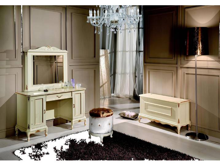 Xlmoebel Schminktisch Italienischer Schminktisch im Barockstil mit Hocker und Stauraum (Schminktisch mit Hocker, Schminktisch+Hocker), Hergestellt in Europa