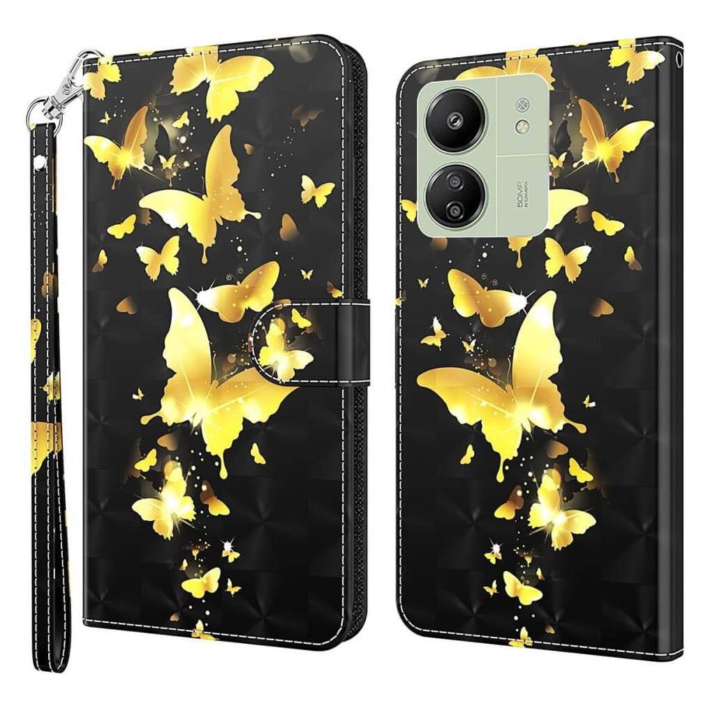 Cover-Discount Xiaomi Poco C65 / Redmi 13C - Etui Glitzer Schmetterling gold (Xiaomi Poco C65) (660171399A)