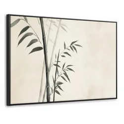LEINWAND Bilder mit Rahmen - Japandi - Bambus - Beige - 140x90