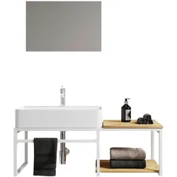 Badezimmer Bitila 3-tlg. Weiß/Honigeiche