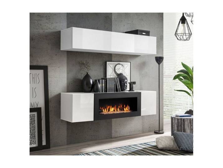 Ensemble mural - FLY N - 1 rangement mural - 1 meuble TV - Blanc