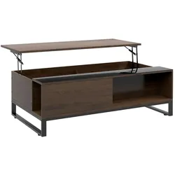 HOMCOM Couchtisch, Beistelltisch mit Höhenverstellbarer Platte, Sofatisch Stahl