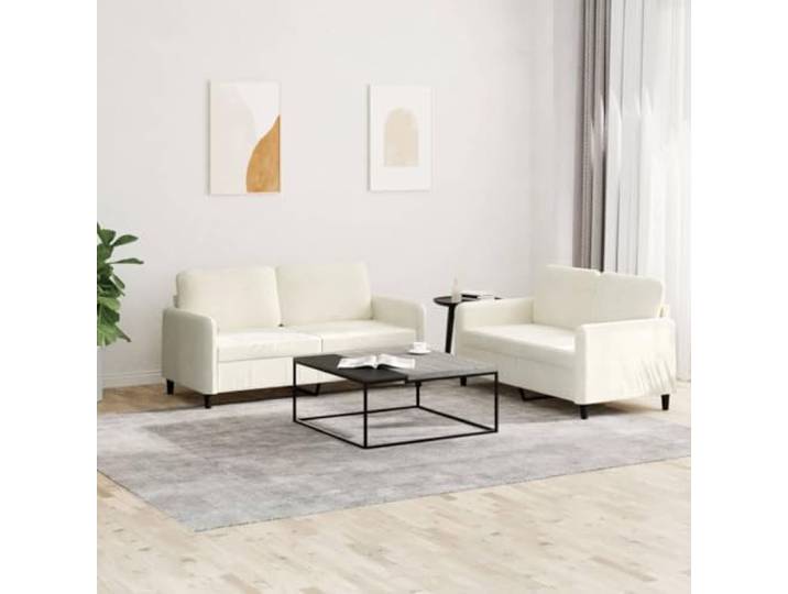 HEFZGDB 2-TLG. Sofagarnitur Creme Samt – Weiches Velours Sofa Set mit Robustem Metallgestell, Bequem für Entspannung und Lesen, Stabiles Sitzmöbel für Wohnzimmer