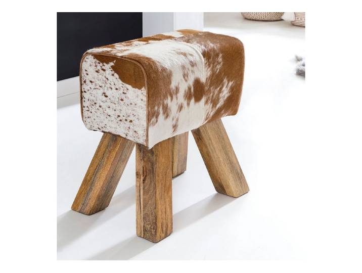 freiraum Sitzhocker WL5.109, in Ziege, Echtleder / Fell - 40x47x30cm (BxHxT)