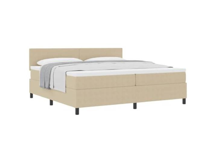 KTHLBRH Boxspringbett mit Kopfteil hellgrau-weiß 200x200 cm Box Spring, Holzrahmen, verstellbares Kopfteil, inklusive Matratze, 280 kg