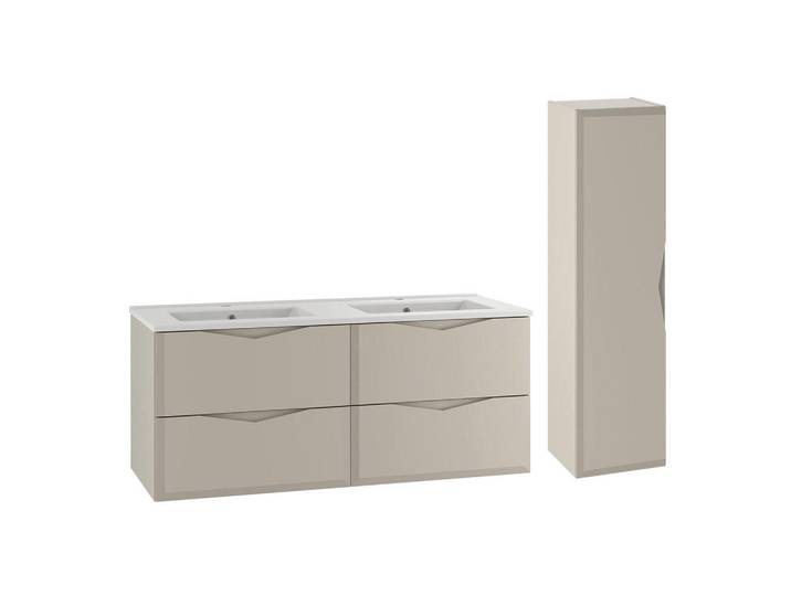 Petits-meubles Badmöbel 120cm Ellie 2er-Set Kaschmir, Holzwerkstoff, 120x50x45.8 cm, Badezimmer, Badmöbelsets & -serien, Badmöbelset