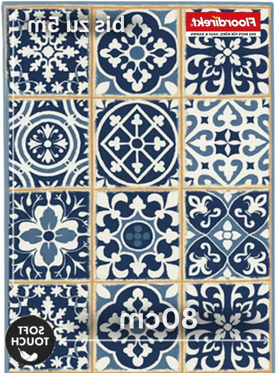 Blauwe Karpet Keuken Runner met Antislip Rug, 80 x 100 cm