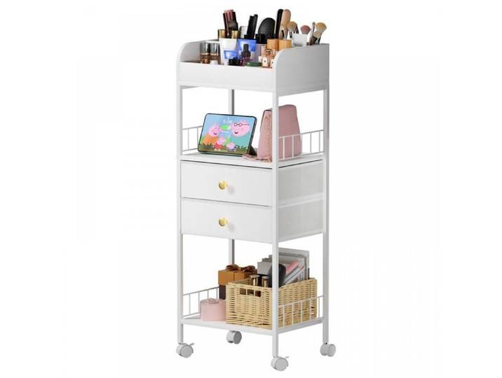 MIPAN.Meuble Etagere Blanc - Chariot de rangement - Coiffeuse - 5 Étagères - 40x30x100cm