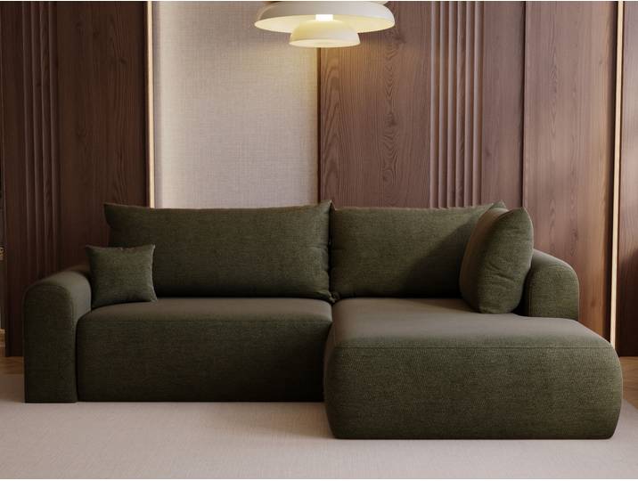 Ecksofa L-Form mit Schlaffunktion und Bettkasten Savana Bis Grün