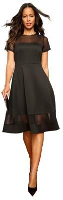 Plus Size Women's Scuba Illusion Yoke Dress by Roaman's in Black (Size 20 W)