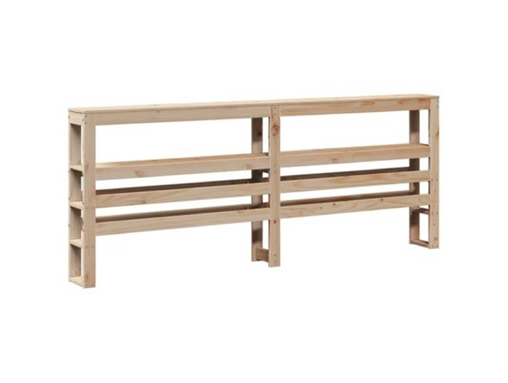KTHLBRH Kopfteil mit Ablagen, 200 cm, aus massivem Kiefernholz Massivholz, unbehandelt, zwei Ablagen, freistehend, passend für 200 cm Matratze, einfache Montage