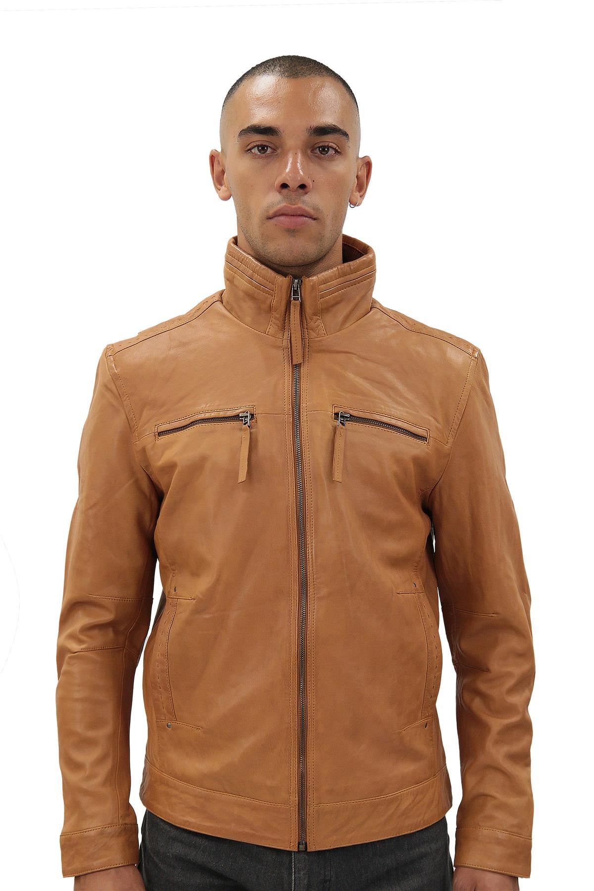 Heren klassiek leren bikerjack-Caracas