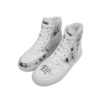 Sneaker DOGO "Ace Boots Black Cats Only Damen High Sneaker, Ace Boots Black", Damen, Gr. 40, Normalschaft, weiß, Lederimitat, Schuhe Sneaker, Handgefertigt