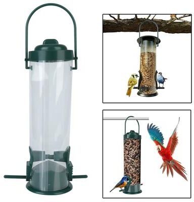 Uplifted Finds Outdoor Hanging Bird Feeder Transparent Plastic Bird Seed Feeder For Garden And Patio Outdoor Hanging Bird Feeder Transparent Plastic Bird Seed Feeder For Garden And Patio