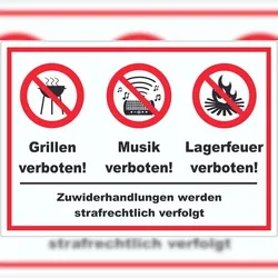 HB-Druck Aufkleber Grillen Musik Zelten verboten A8 (52x74mm)
