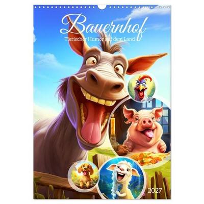 Bauernhof. Tierischer Humor auf dem Land (Wandkalender 2027 DIN A3 hoch), CALVENDO Monatskalender