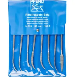 PFERD TOOLS Präzisions-Riffelfeilen-Set Typ 720 P 190mm Schweizer Hieb 0, grob - 12707202