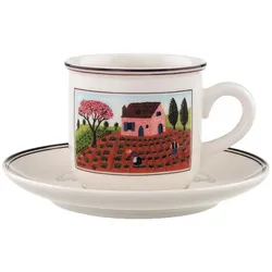 KAFFEETASSE MIT UNTERTASSE Design Naif bunt 200 ml