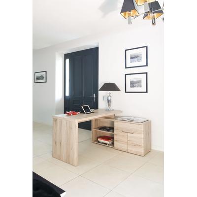Eckschreibtisch JAHNKE "CU-LIBRE 150 E", braun (sanremo eiche, sanremo eiche, sanremo eiche), B:140cm H:77cm T:117,5cm, Tische, Eckschreibtisch, wechselseitig montierbar
