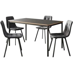 Helloshop26 - Essgruppe Tisch mit 4 Stühlen dunkelgrau