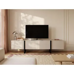TV-Möbel mit 4 Türen - MDF - Beige & Schwarz - LUVONIA