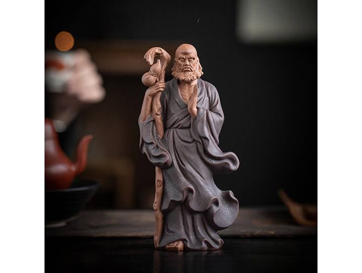 Ornement en argile violette du Patriarche Bodhidharma, ornements zen pour salon et bureau, artisanat de décoration intérieure, décoration de caractère zen