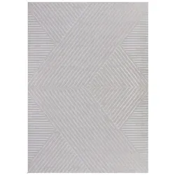 Teppich Flur Skulptural Pflegeleicht Waschbar Strapazierfähig Wohnzimmer Schlafzimmer Silber 280x370 cm – ILLER von Kadima Design
