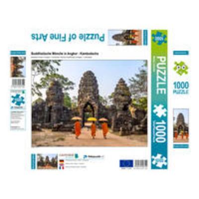 CALVENDO Puzzle Buddhistische Mönche in Angkor - Kambodscha 1000 Teile Puzzle quer | 1000 Teile Lege-Größe 64 × 48 cm Foto-Puzzle für glückliche