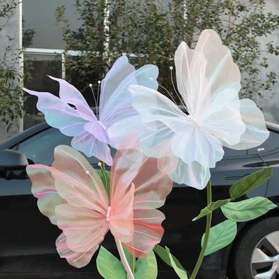Uplift Treasures 50cm 3D Simulation Butterfly Large Hanging Gauze Decoration For Weddings, Festivals & Outdoor Displays blue