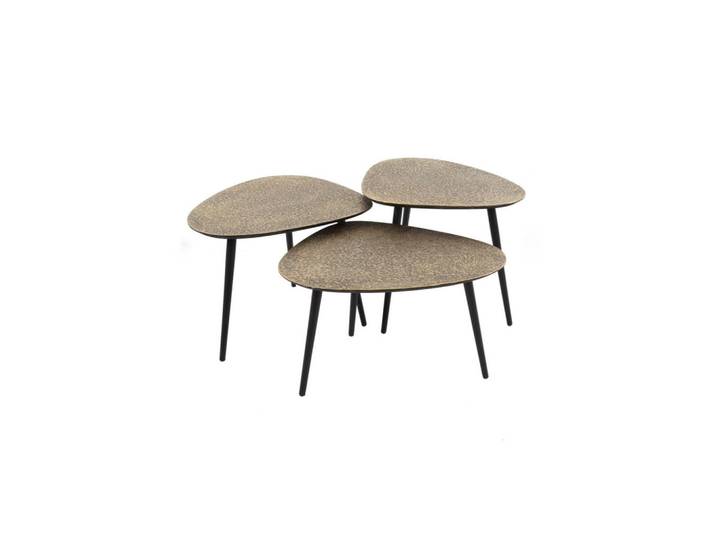 Kawola Couchtisch Lauca 3ER SET Bronze Metall, Bronzefarben, Dreieckig, 54x43x48 cm, Wohnzimmer, Wohnzimmertische, Couchtische