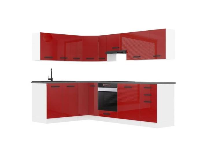 Cuisine Complète - B BELINI GROUP - Modèle JANET - Rouge Très Brillant - Design Contemporain - 240 cm x 360 cm