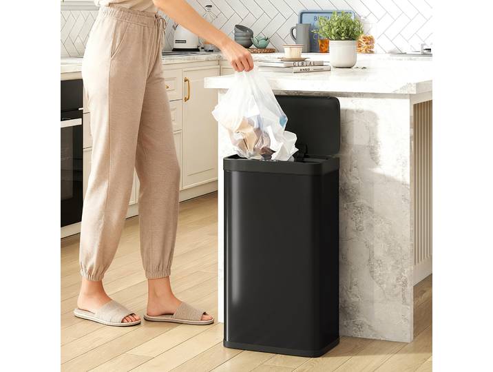 HOMCOM Poubelle Automatique 45L Capteur Infrarouge Noir