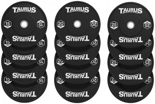 Taurus Black Olympic Rubber Bumper Weight Plates 240kg Set