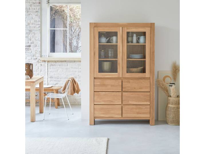 Geschirrschrank aus massivem Eichenholz Eden - Natur - Oak