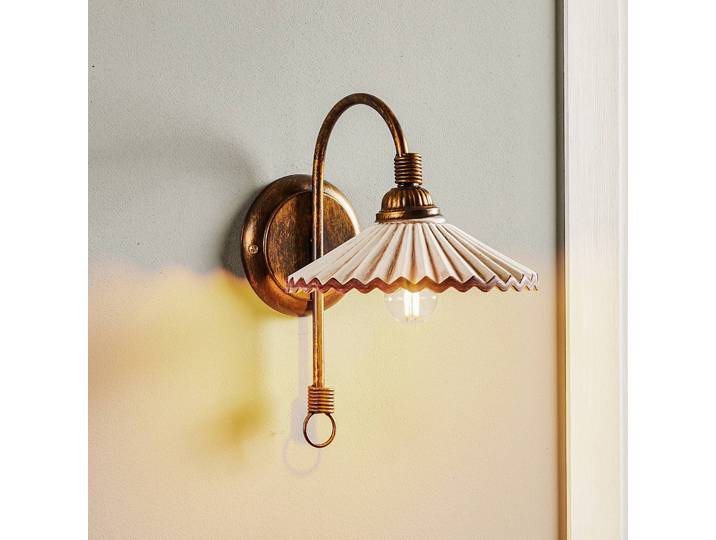 Wandlampe Rosina ONLI, dimmbar, bronze / altmessing, für Wohn- / Esszimmer, Keramik, Landhaus / Rustikal, Wandleuchte, Wandlampe Innen