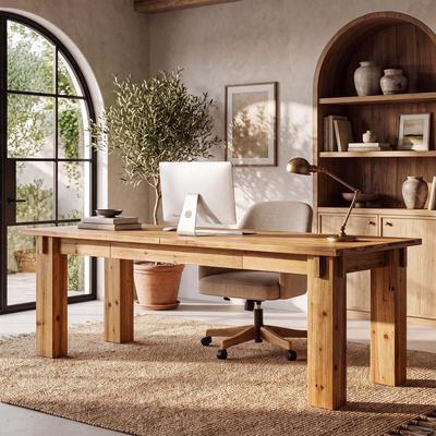OEM 78.74-Inch 2 Person Computer Desk, Solid Wood Home Office Desk, Executive Table Conference Table for Home Office, Large Legroom