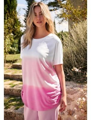 Plus Size Women's Plus Size Ombre Scoop Neck Tee by Roaman's in Vintage Rose Ombre (Size 12)
