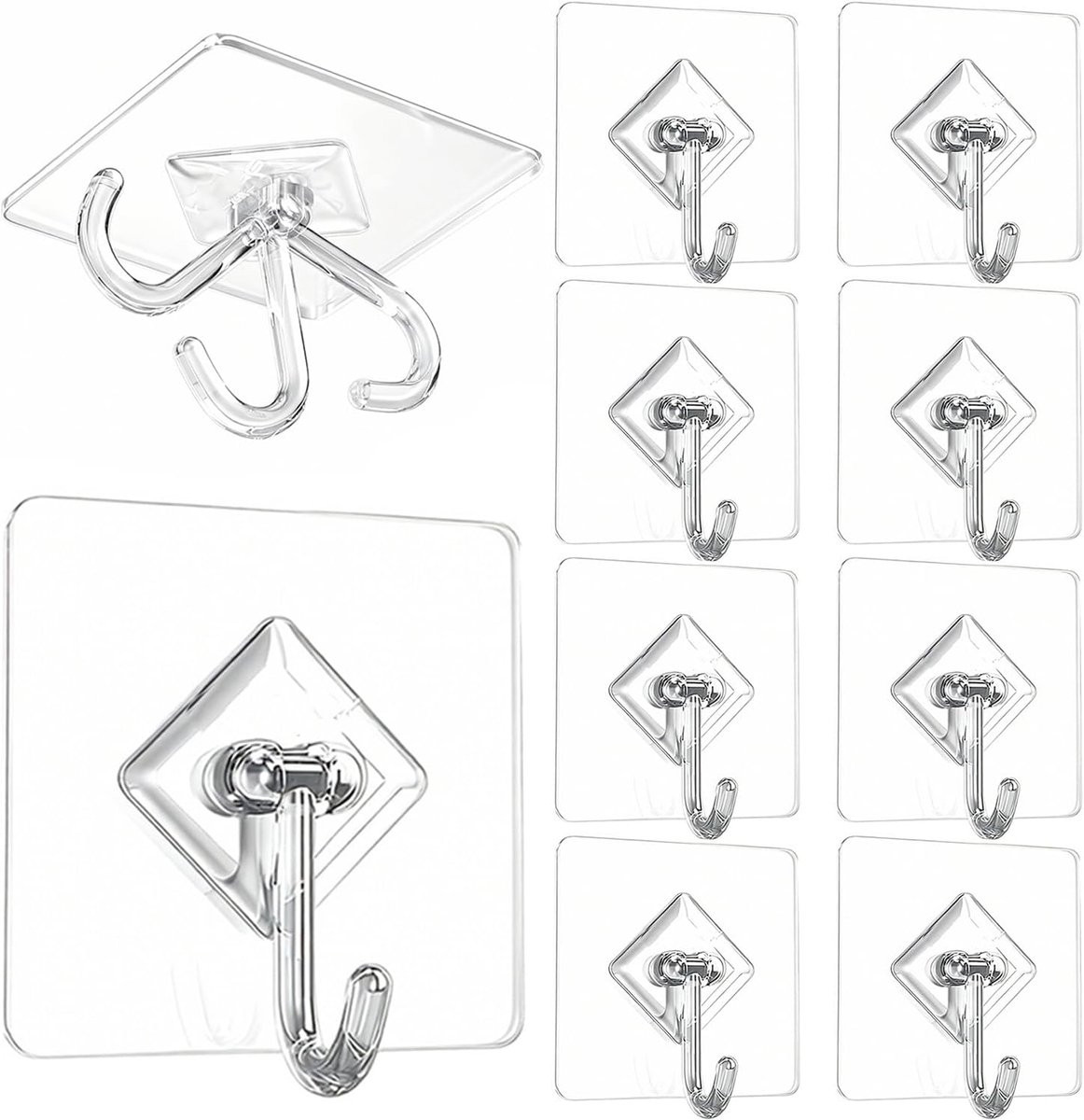 10 stuks Zelfklevende Wandhangers - Transparant - Sterke Draagkracht
