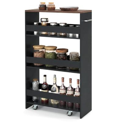 COSTWAY Nischenwagen 20cm breit 4 Etagen Küchenwagen schmal Nischenregal auf Rollen 47,5 x 20 x 80,5 cm