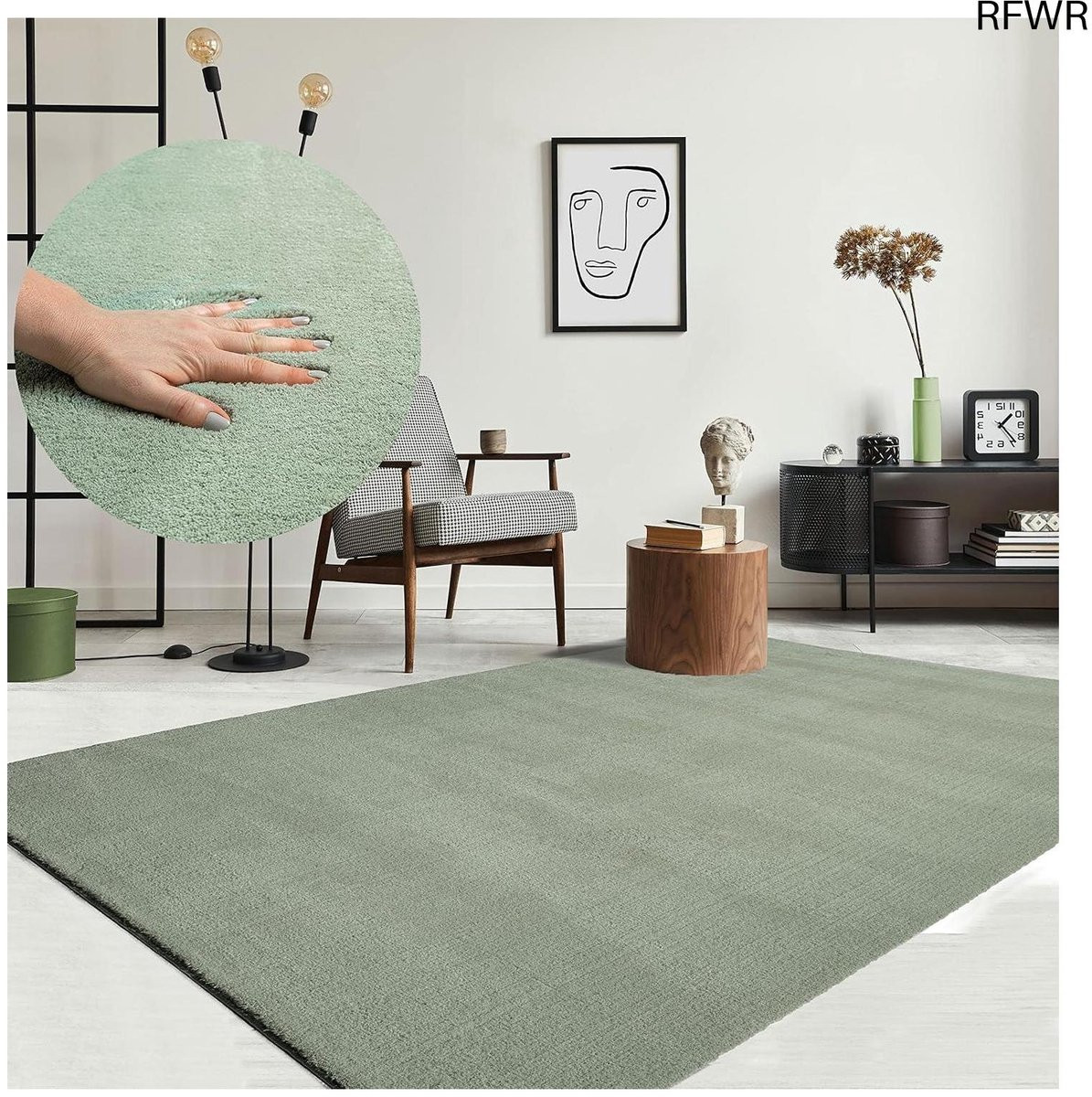 RFWR Modern Pluizig Tapijt - Groen - 80 x 150 cm