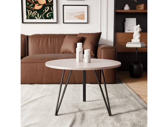 Idohome - RIO Runder Couchtisch Ø 67 cm, Farbe: Schwarz/Kaschmir