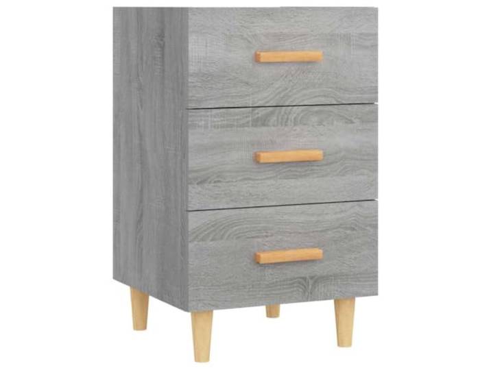 Heofavd Nachttisch Grau Sonoma 40x40x66 cm Beistelltisch mit 3 Schubladen