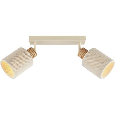 BRILLIANT Deckenstrahler "Arlo", beige (beige, holz), 2, H: 21,5cm, 1 Stk., Leuchten, E27 Fassung, Strahler schwenkbar, Metall/Holz/Textil, beige, Deckenstrahler
