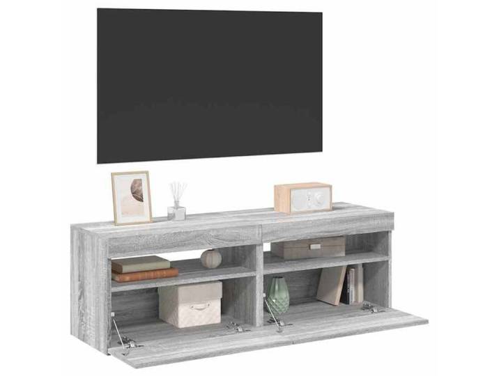 2x Meubles TV avec Lumières LED Armoires Basses Centres de Divertissement Armoires Média Salon Salle de Séjour Sonoma 815681