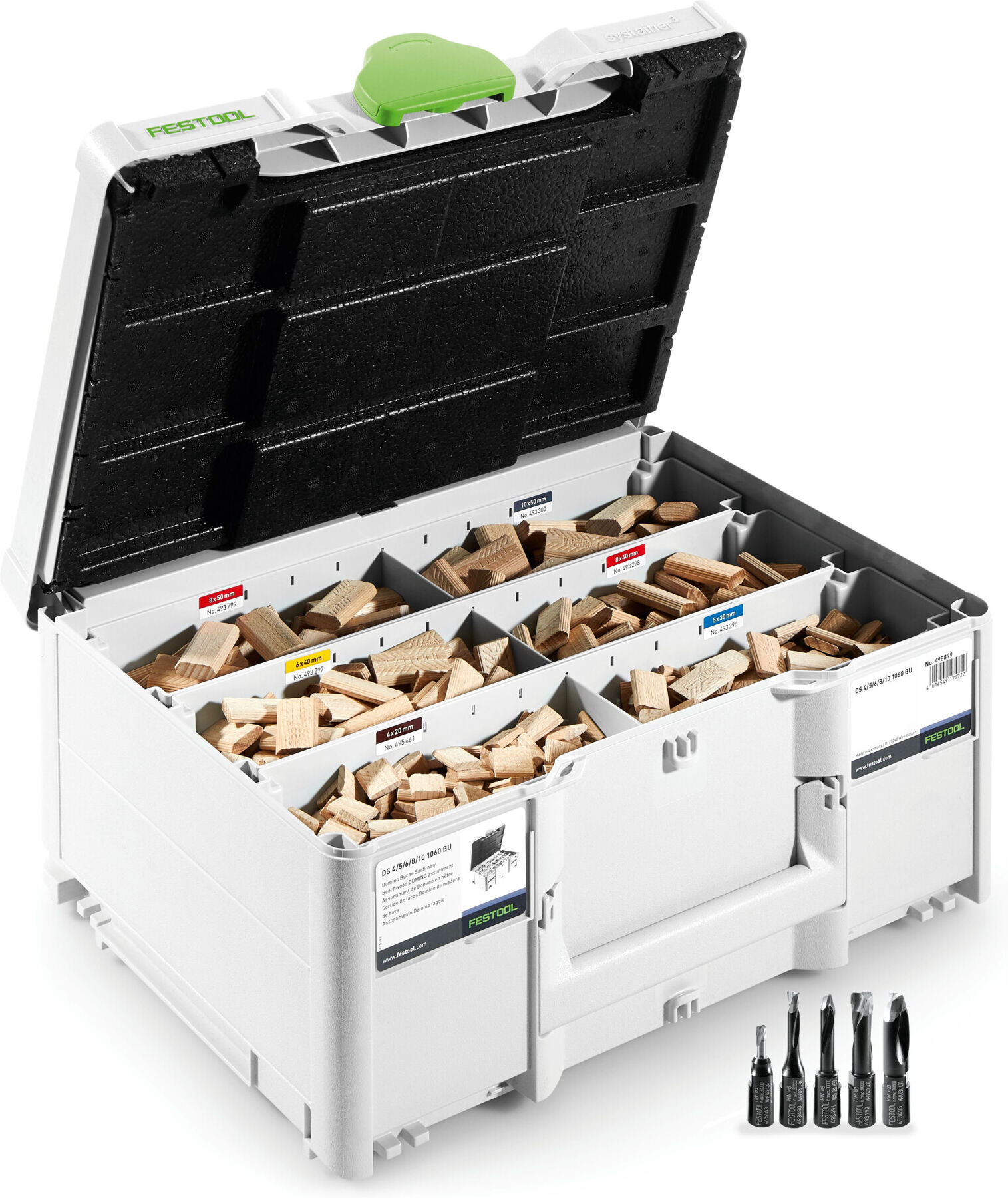 Festool DS 4/5/6/8/10 1060 BU DOMINO Dübel Buche Sortiment mit 1060 Stück , 4014549309671 (576794)