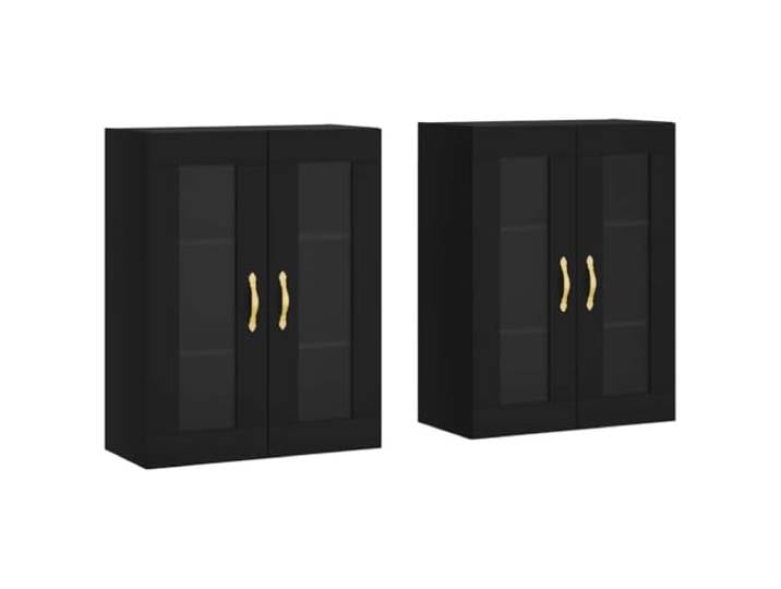 Fisinber Wandschrank 2er Set Schwarz Hängeschrank mit Glastür 69,5 cm Platzsparender Hängeschrank fürs Wohnzimmer und Flur: Elegant präsentieren dank Glaselementen und ordentlich aufbewahren.